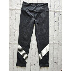 VSX Victoria’s Secret Sport Leggings XS Black High Rise Striped Logo Capri